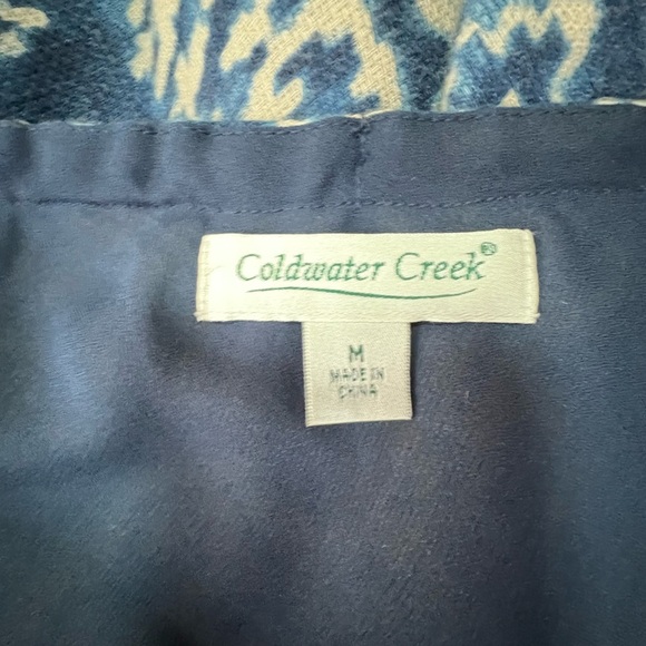 Coldwater Creek pre worn Navy and Cream Patterned Asymmetrical Skirt size M - Picture 5 of 13